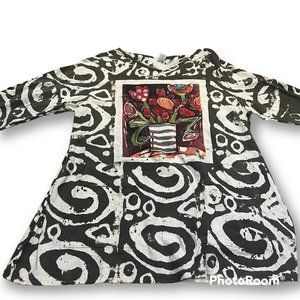 Hand painted flower smock tee